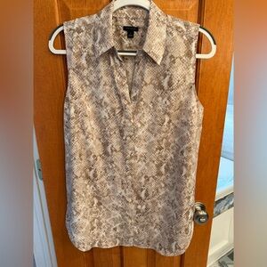 Ann Taylor Beige Snakeskin Print Blouse